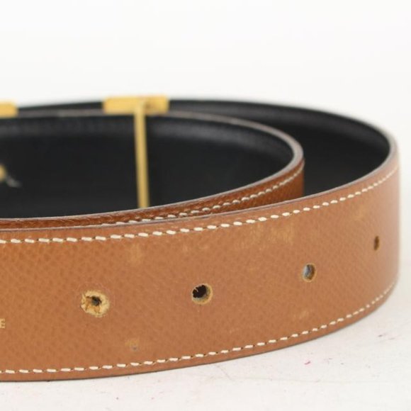 Hermès 32mm Reversible H Logo Belt Kit Brown x Black x Gold 1H96a